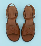 [Handmade] Kaylee Cross Strap Flat Sandals - HOLIHOLIC