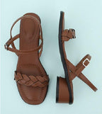 [Handmade] Low Chunky Heel Sandals - HOLIHOLIC