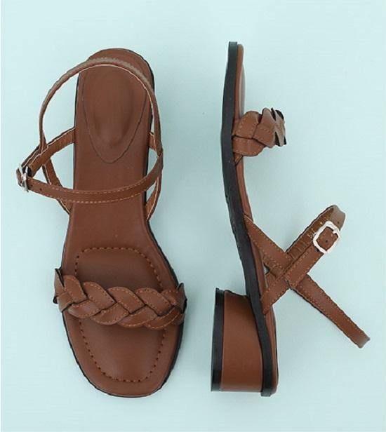 [Handmade] Low Chunky Heel Sandals - HOLIHOLIC