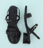 [Handmade] Low Chunky Heel Sandals - HOLIHOLIC