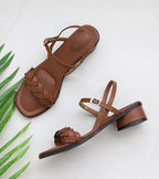 [Handmade] Low Chunky Heel Sandals - HOLIHOLIC