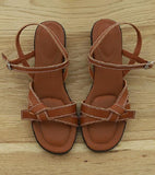 [Handmade] Stitch Bow Décor Leather Sandals - HOLIHOLIC