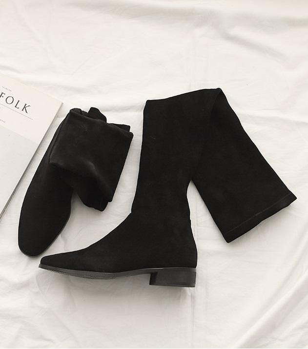[Handmade] Stretch High knee Boots in Black Secondary image