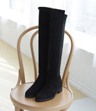 [Handmade] Stretch Suede Knee High Boots - HOLIHOLIC