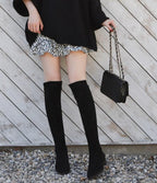 [Handmade] Stretch Suede Knee High Boots - HOLIHOLIC