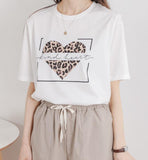 Heart Leopard Printed T-Shirt - HOLIHOLIC