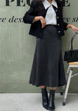 Herringbone Flare Skirt with Elastic Waist