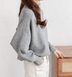 High Neck Drop Shoulder Sweater - HOLIHOLIC