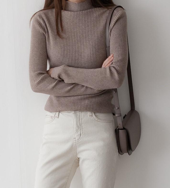 High Neck Ribbed Knit Top - HOLIHOLIC