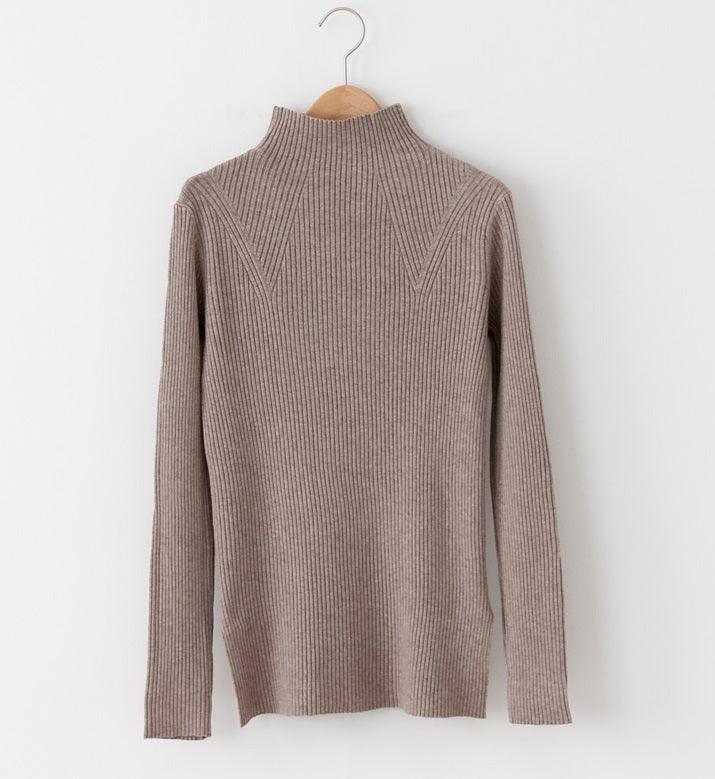 High Neck Ribbed Knit Top - HOLIHOLIC