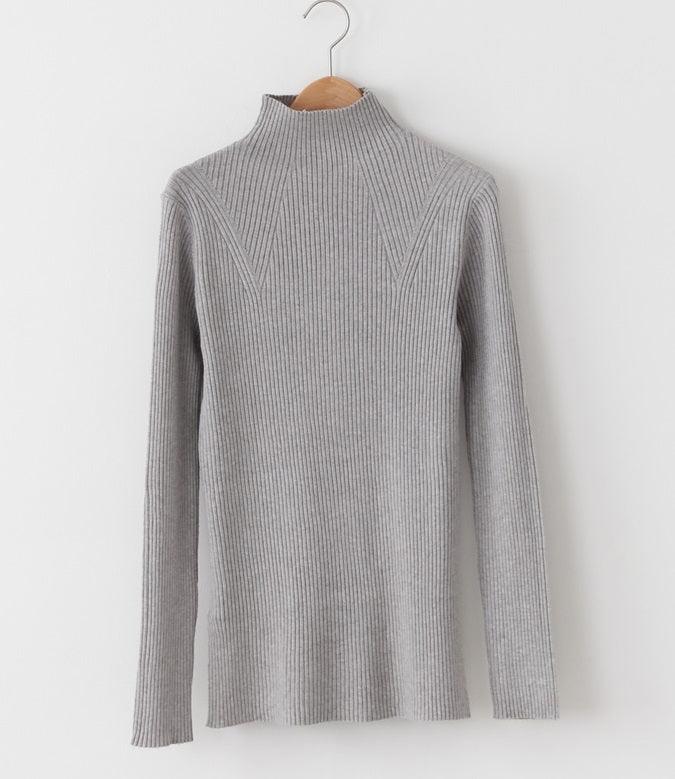 High Neck Ribbed Knit Top - HOLIHOLIC