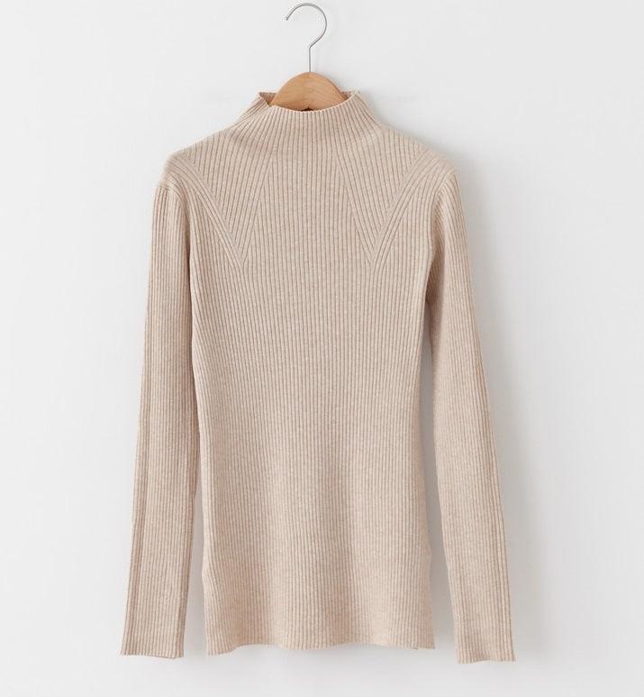 High Neck Ribbed Knit Top - HOLIHOLIC