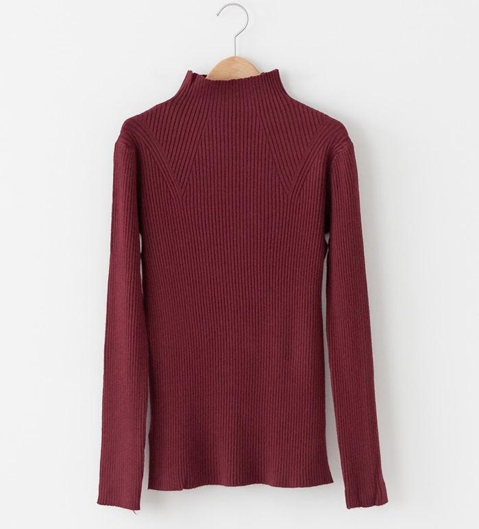 High Neck Ribbed Knit Top - HOLIHOLIC
