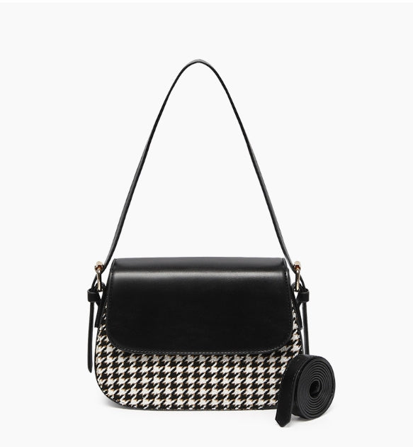 Houndstooth Mini Shoulder Bag-Holiholic