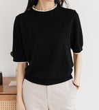 Lace Round Neck Knit Top - HOLIHOLIC