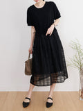 Lace Skirt Layered Short Sleeve Dress-Holiholic