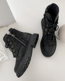 Lace Up Front Combat Boots - HOLIHOLIC