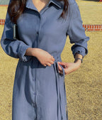 Lazy Shirt Long Dress - HOLIHOLIC