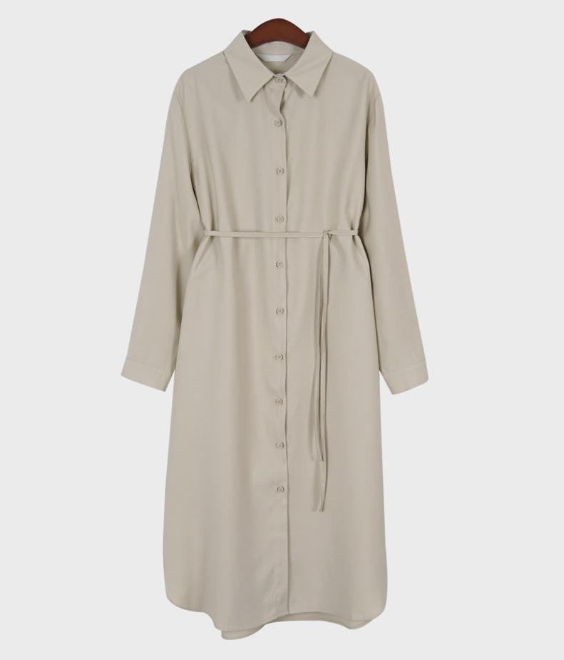 Lazy Shirt Long Dress - HOLIHOLIC