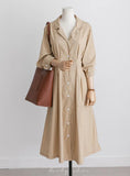 Button Up Trench Dress - HOLIHOLIC