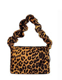 Leopard Pleats Handle Tote Bag