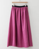 Linen Flare Skirt with Elastic Waist - HOLIHOLIC