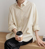 Loose Fit Button Down Cotton Shirt - HOLIHOLIC