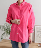 Loose Fit Button Down Cotton Shirt - HOLIHOLIC