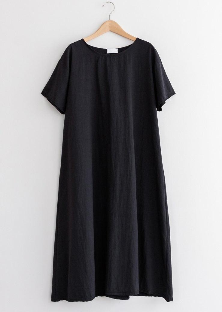 Loose Fit Solid Shift Dress - HOLIHOLIC