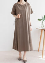 Loose Fit Solid Shift Dress - HOLIHOLIC