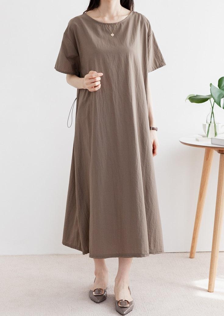 Loose Fit Solid Shift Dress - HOLIHOLIC