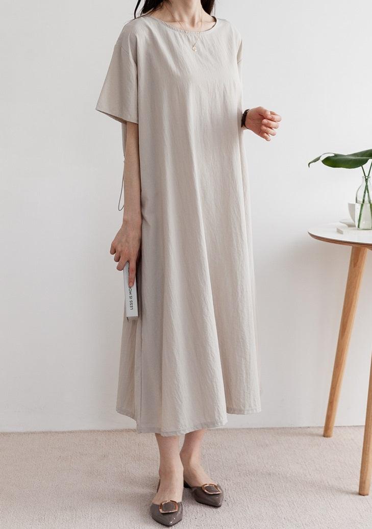 Loose Fit Solid Shift Dress - HOLIHOLIC
