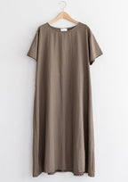 Loose Fit Solid Shift Dress - HOLIHOLIC