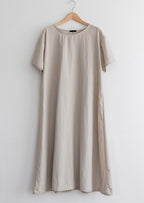 Loose Fit Solid Shift Dress - HOLIHOLIC