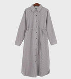 Macy Strip Casual Shirt Dress - HOLIHOLIC