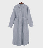 Macy Strip Casual Shirt Dress - HOLIHOLIC