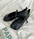 Square Toe Strap Flats - HOLIHOLIC