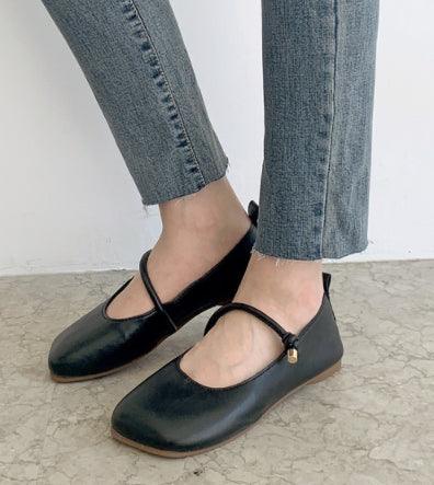 Square Toe Strap Flats - HOLIHOLIC