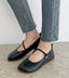 Square Toe Strap Flats - HOLIHOLIC
