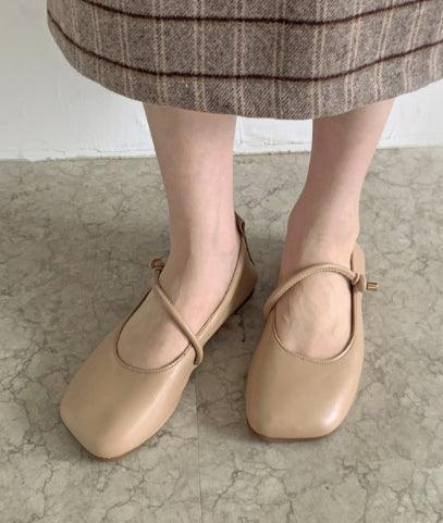 Square Toe Strap Flats - HOLIHOLIC