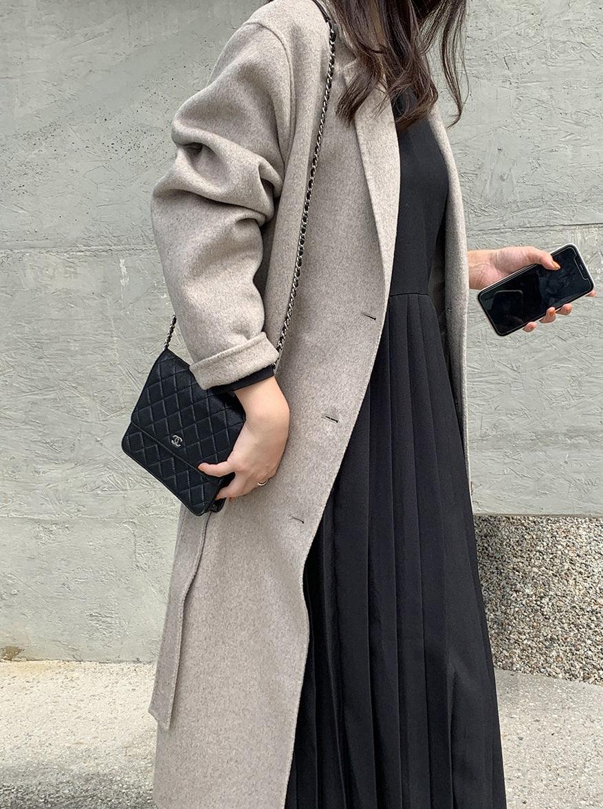 Long Sleeve Modern Pleats Midi Dress Secondary image