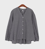 Mono Mini Check Blouse - HOLIHOLIC