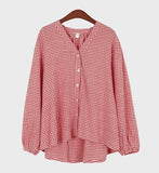 Mono Mini Check Blouse - HOLIHOLIC