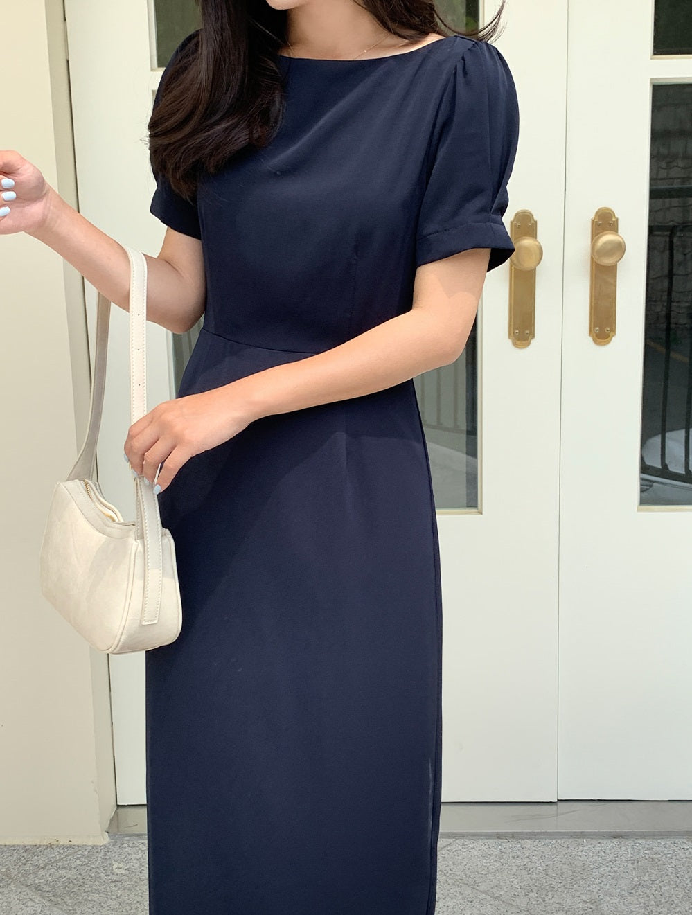 Navy Boat Neck Short Sleeve Dress | The best Dresses HOLIHOLIC Navy Boat Neck Short Sleeve Dress | The best Dresses HOLIHOLIC