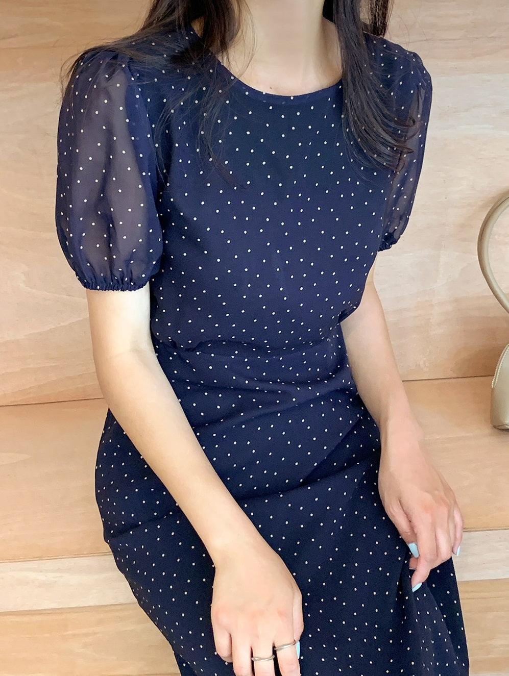 Navy Dot Chiffon Dress | The best Dresses HOLIHOLIC Navy Dot Chiffon Dress | The best Dresses HOLIHOLIC