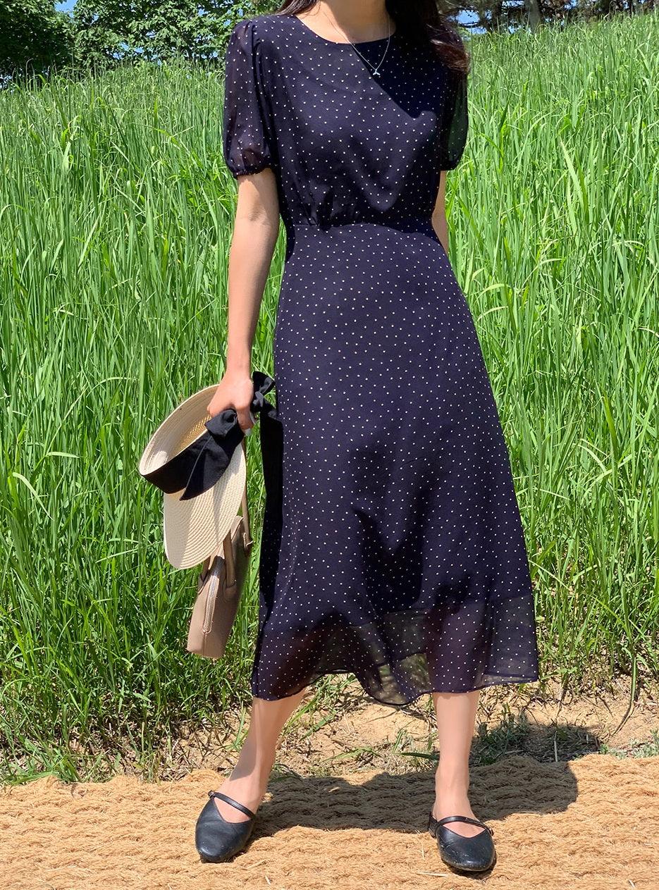 Navy Dot Chiffon Dress | The best Dresses HOLIHOLIC Navy Dot Chiffon Dress | The best Dresses HOLIHOLIC