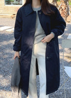 Navy Padded Single Coat - HOLIHOLIC