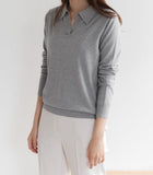 Open Collar Mild Knit - HOLIHOLIC