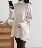 Over Fit Turtle Neck Knit Sweater - HOLIHOLIC