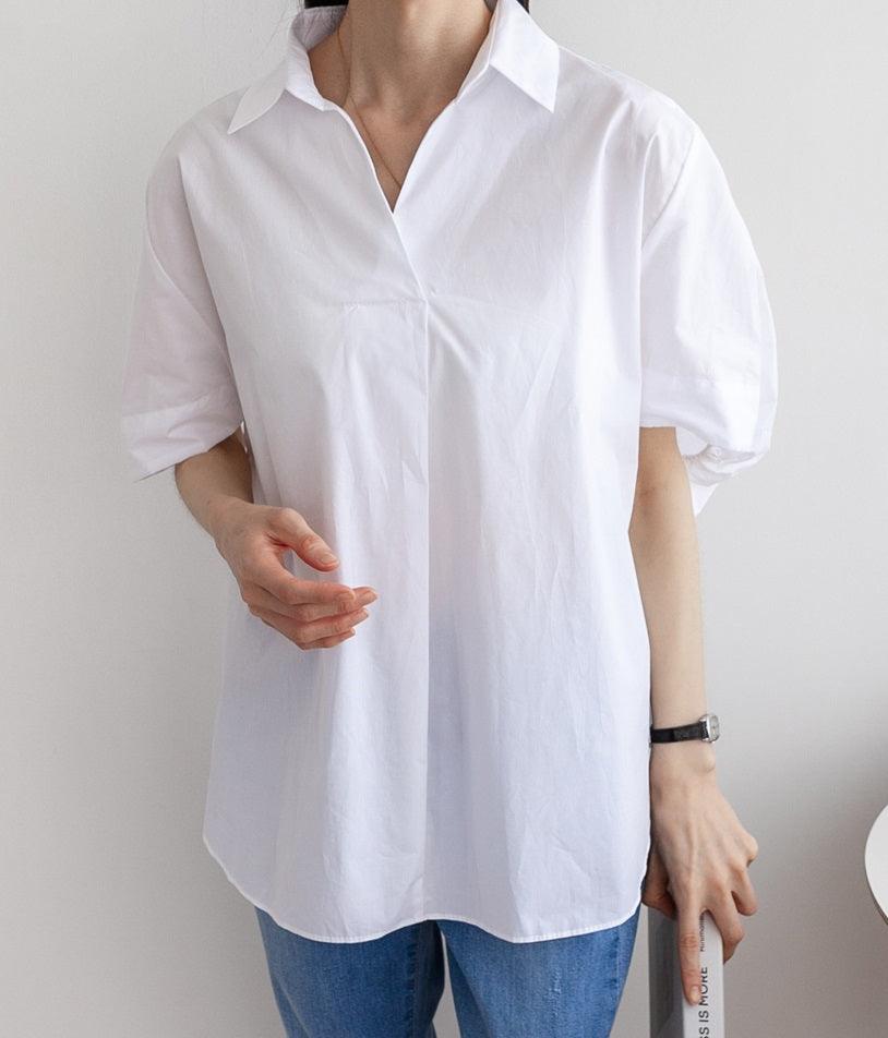 Oversized Open Collar Shirt - One Size / Ivory